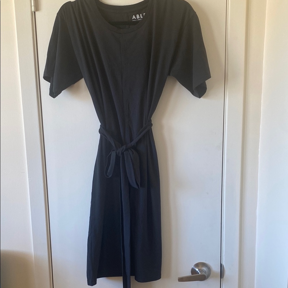Black Belted T-shirt Dress